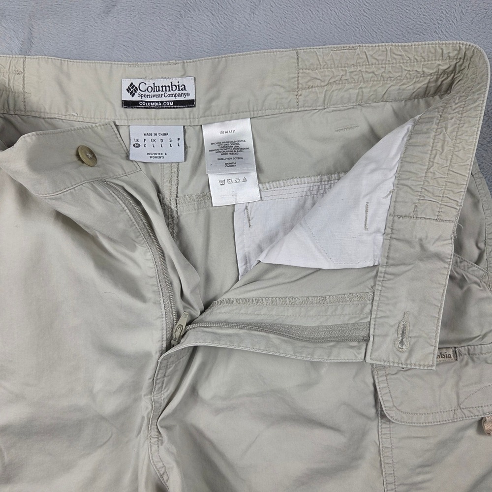 Columbia Cargo Shorts Womens Medium Tan Khaki Excellent Hiking Outdoor Cotton - Picture 3 of 8